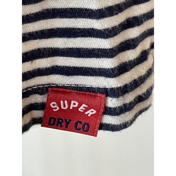Superdry Blue and White Striped Crew Neck Rope Lettering Short Sleeve Tee Size 8 - Picture 7 of 12